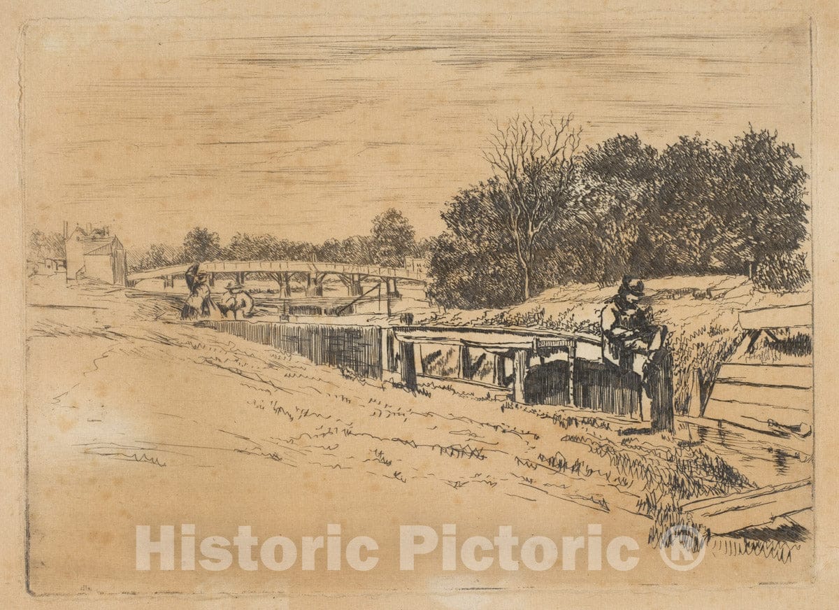 Art Print : Edwin Edwards - Whistler at Moulsey Molesey Lock : Vintage Wall Art