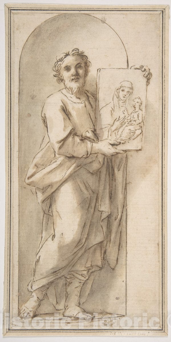 Art Print : Marcantonio Franceschini - Saint Luke Holding a Painting of The Virgin and Child. : Vintage Wall Art