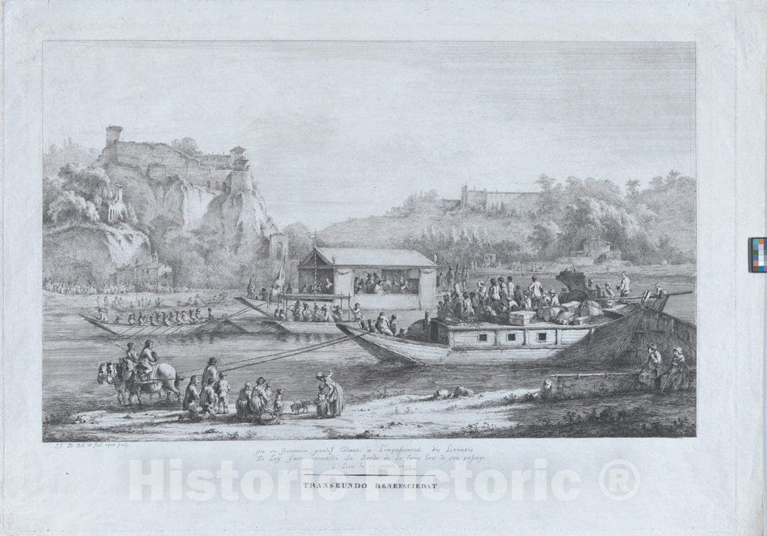 Art Print : Jean Jacques de Boissieu - Papal Promenade Along The Saône : Vintage Wall Art