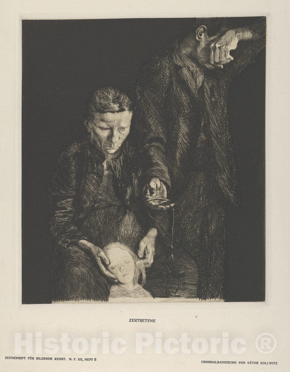 Art Print : Käthe Kollwitz - Downtrod Woman (Zertretene from Zeitschrift für Bildende Kunst) : Vintage Wall Art