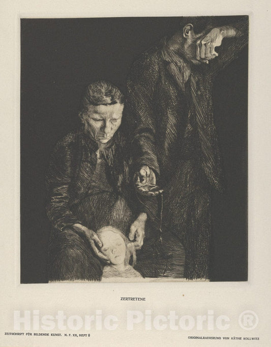 Art Print : Käthe Kollwitz - Downtrod Woman (Zertretene from Zeitschrift für Bildende Kunst) : Vintage Wall Art