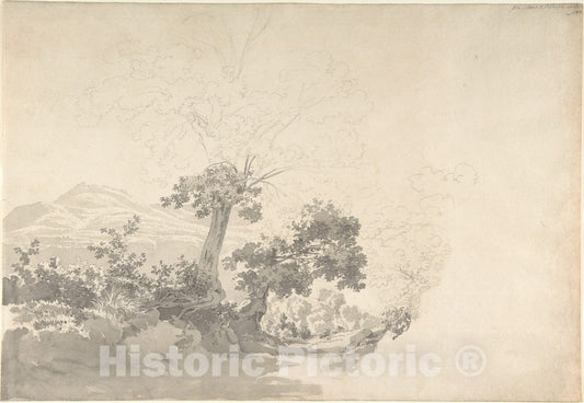 Art Print : Joseph Rebell - Landscape Near Albano and Pallazole : Vintage Wall Art