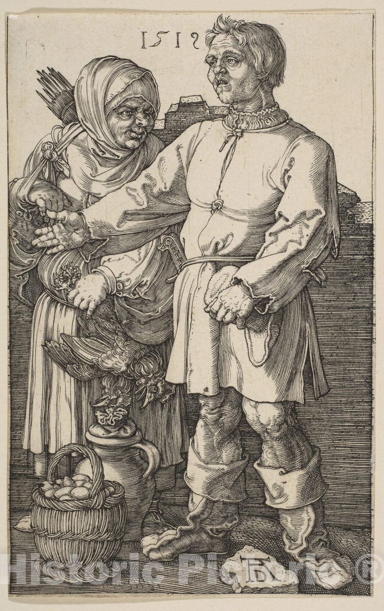 Art Print : Albrecht Dürer - The Peasant Couple at Market 1 : Vintage Wall Art