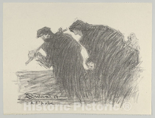 Art Print : Louis-Robert Antral - A l'aube, from Les Evacués : Vintage Wall Art