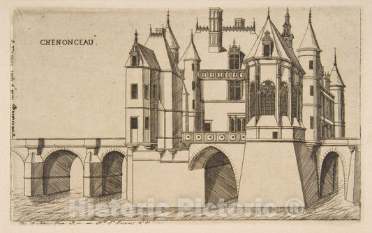 Art Print : Charles Meryon - Château de Chenonceau, No 2 : Vintage Wall Art