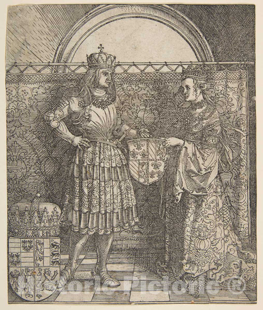 Art Print : Albrecht Dürer - The Betrothal of Mary of Burgundy from The Triumphal Arch of Emperor Maximilian I : Vintage Wall Art