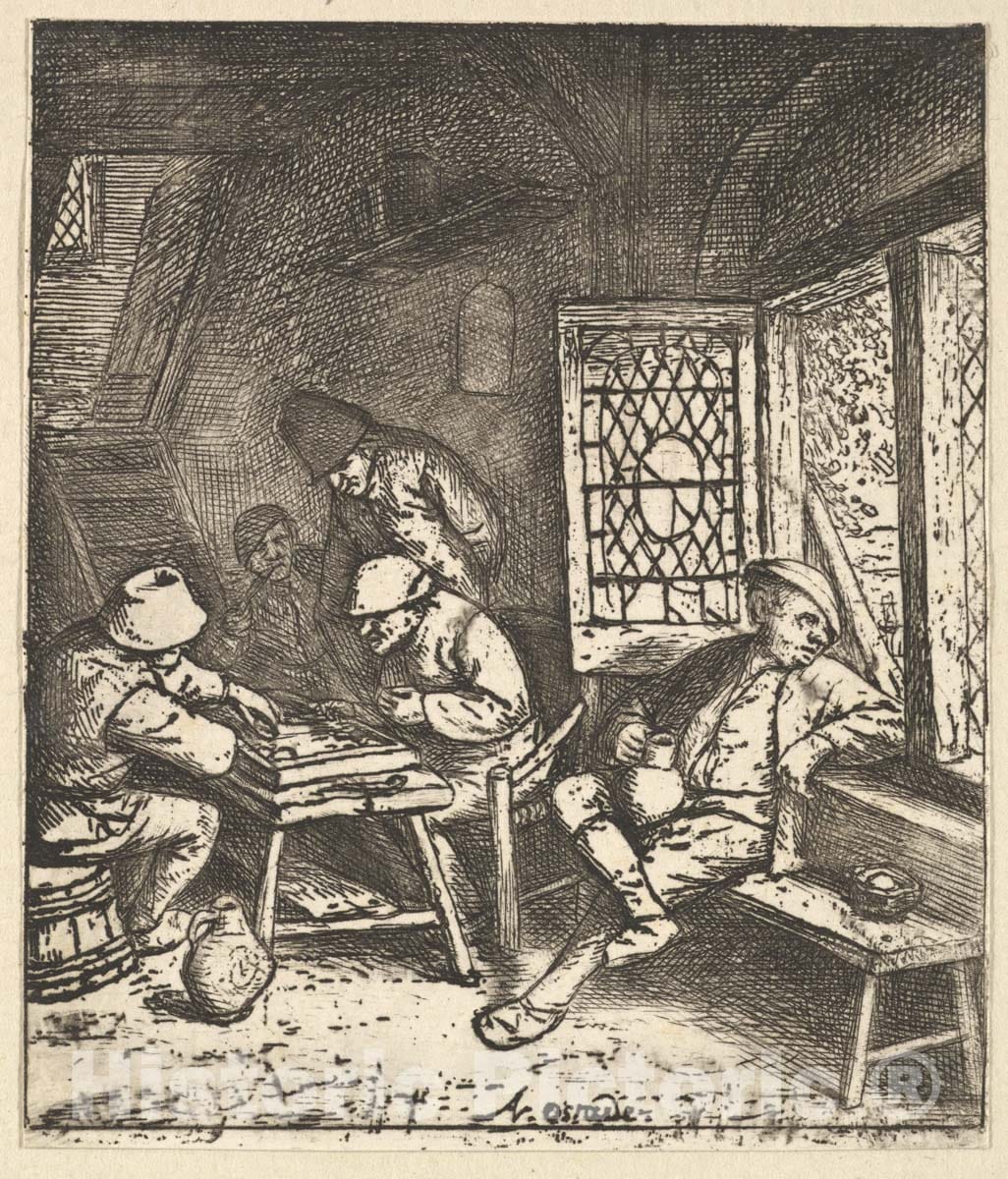 Art Print : Adriaen Van Ostade - Tric Trac Players : Vintage Wall Art