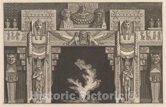 Art Print : Chimneypiece in The Egyptian Style, from Diverse Maniere d'adornare i cammini - Artist: Giovanni Battista Piranesi - Created: c1769 : Vintage Wall Art