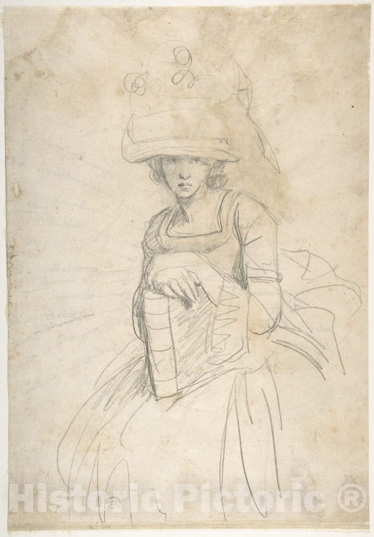 Art Print : George Romney - Lady Holding a Book (Recto)