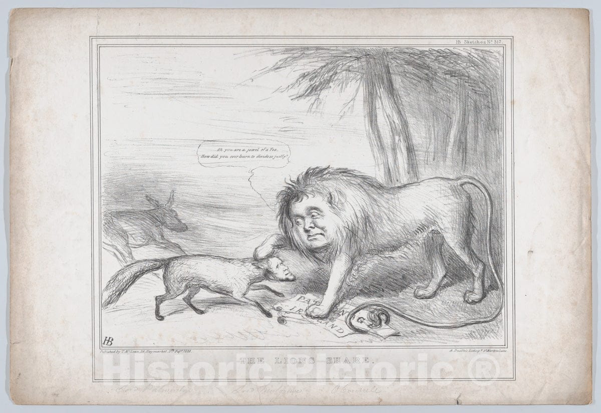 Art Print : John Doyle - The Lion's Share : Vintage Wall Art