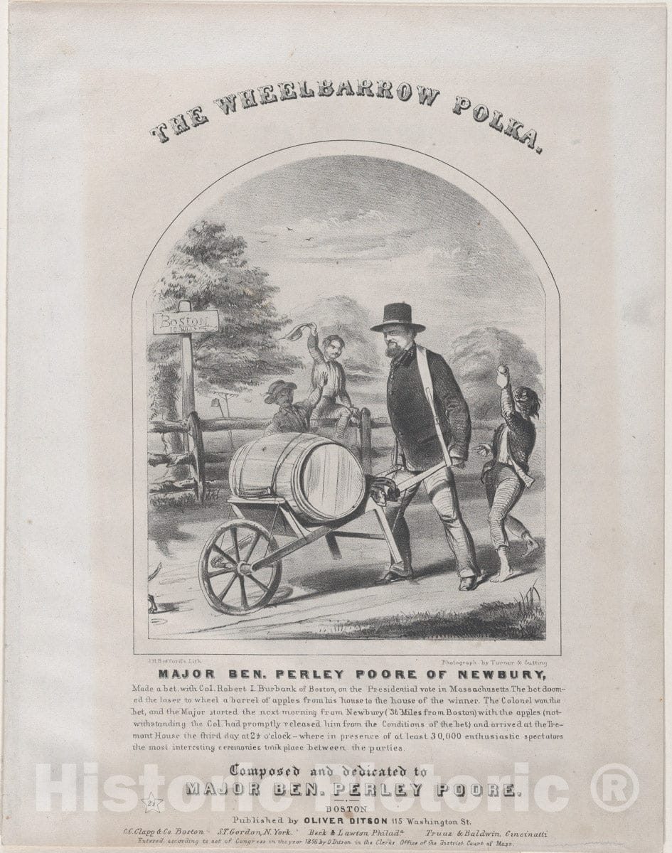 Art Print : Winslow Homer - The Wheelbarrow Polka (Sheet Music Cover) : Vintage Wall Art