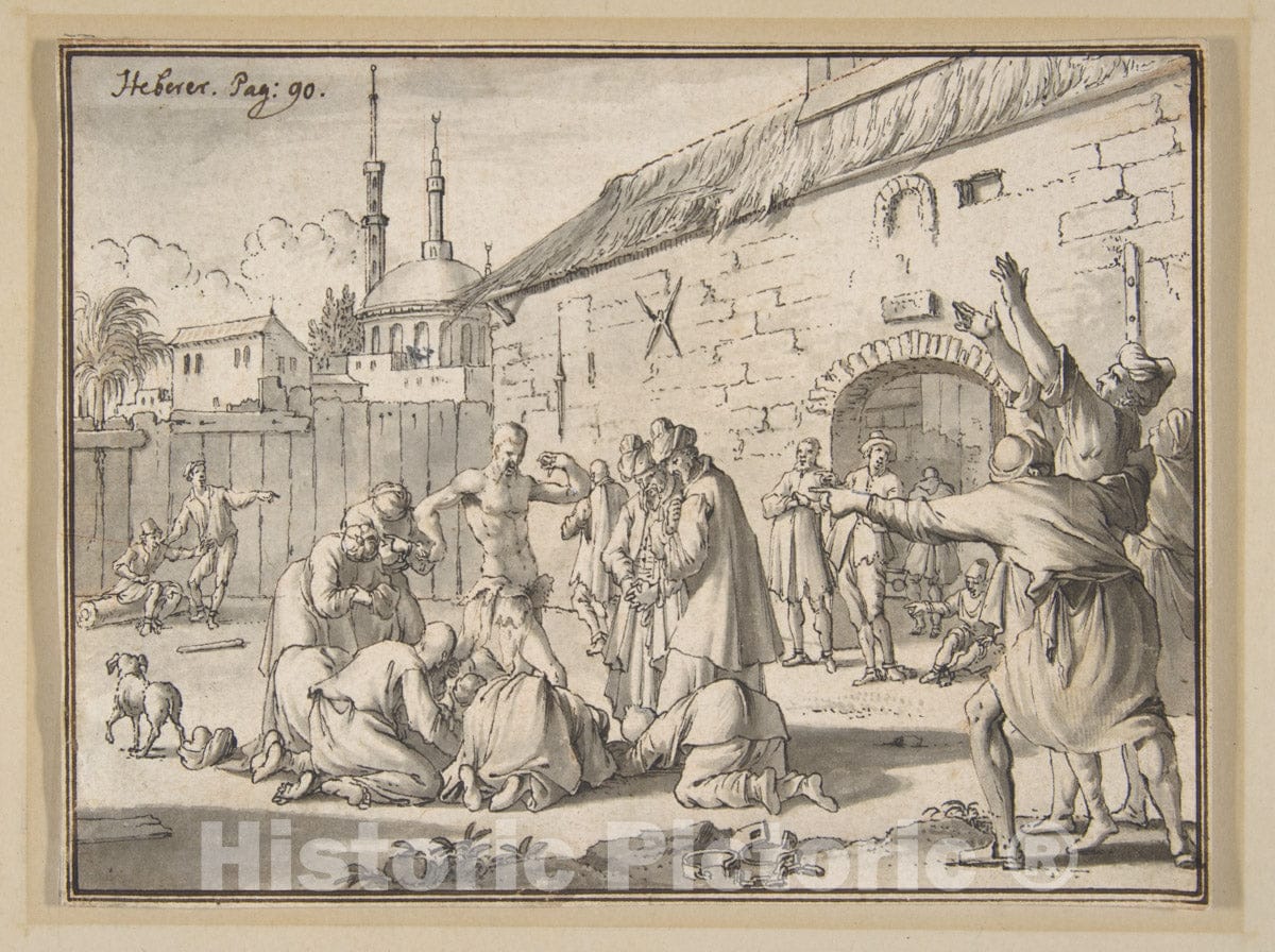 Art Print : Jan Goeree - an Islamic Prophet Appearing in The Courtyard of a Prison in Alexandria : Vintage Wall Art