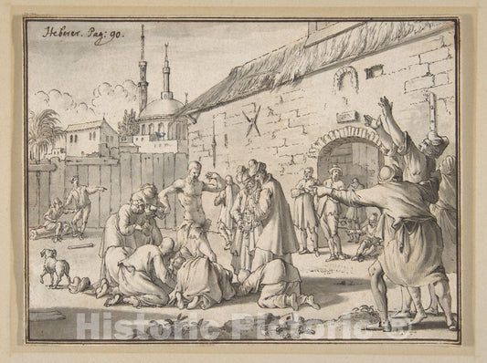 Art Print : Jan Goeree - an Islamic Prophet Appearing in The Courtyard of a Prison in Alexandria : Vintage Wall Art