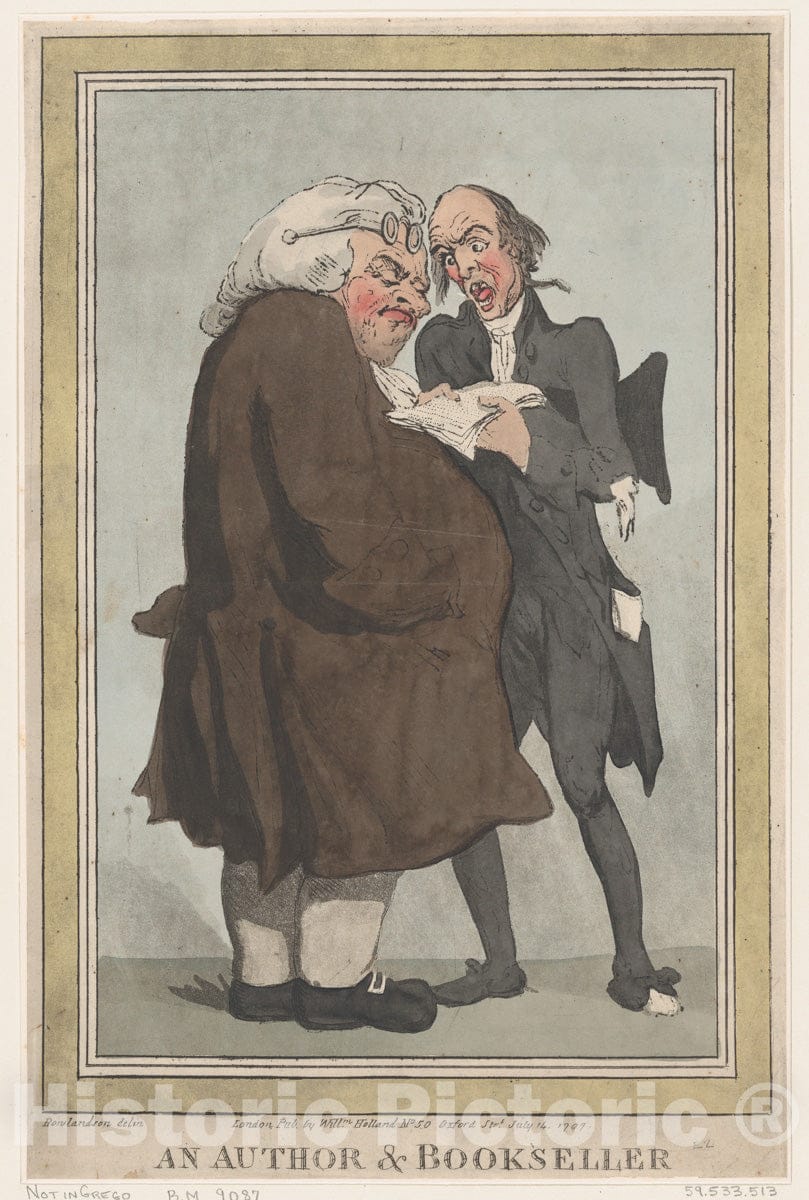 Art Print : Thomas Rowlandson - an Author & Bookseller : Vintage Wall Art
