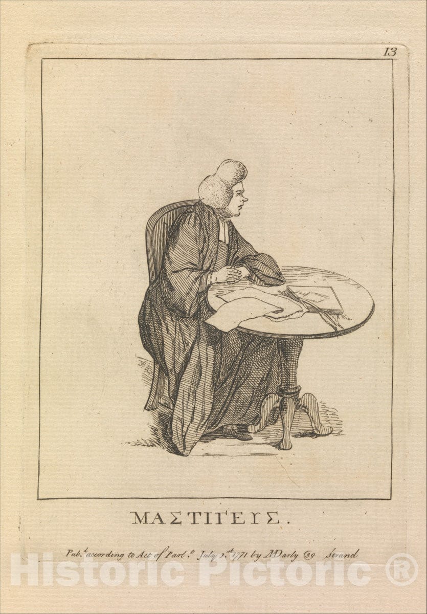 Art Print : Sir Henry William Bunbury - Mastigeus in Greek Letters : Vintage Wall Art