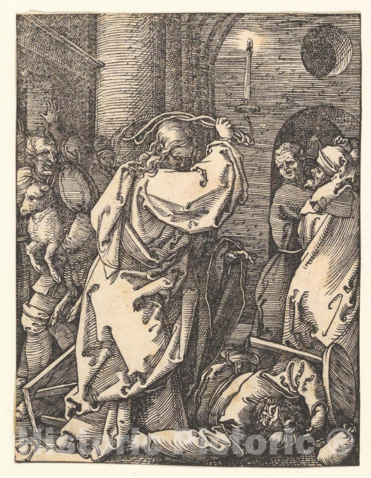 Art Print : Albrecht Dürer - Christ Expelling The Money Lenders, from The Small Passion 1 : Vintage Wall Art