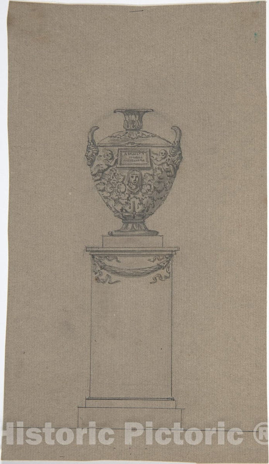 Art Print : Johann Gottfried Schadow - Design for a Tomb with an Urn : Vintage Wall Art