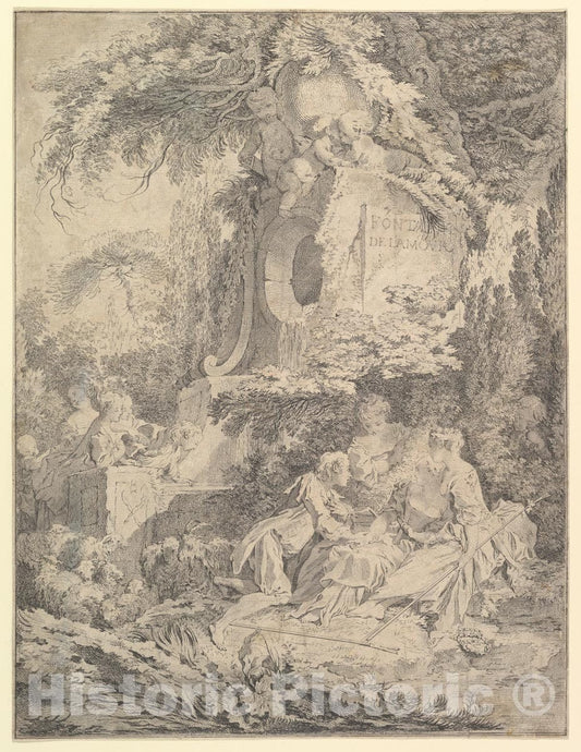 Art Print : Pierre Aveline - Fountain of Love : Vintage Wall Art