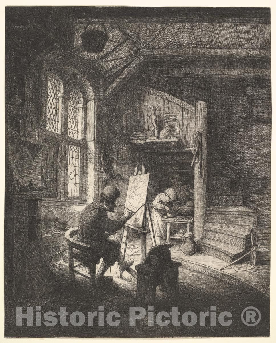 Art Print : Adriaen Van Ostade - The Painter in His Studio : Vintage Wall Art
