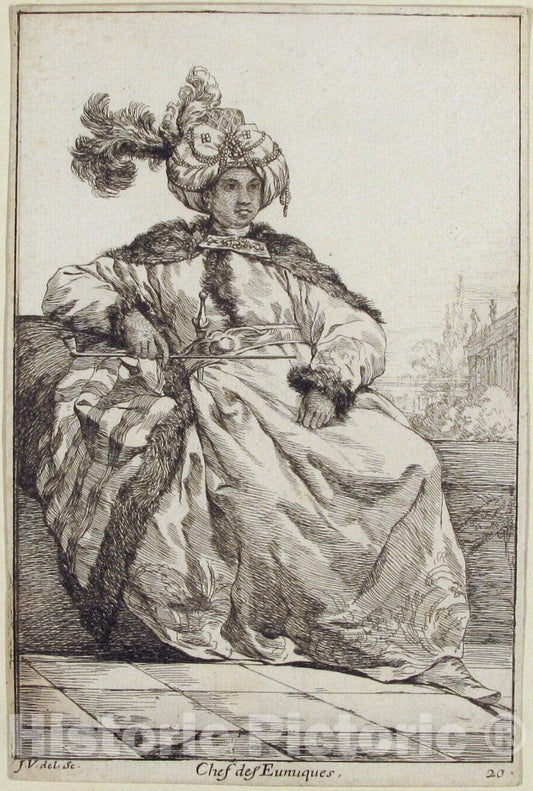 Art Print : Joseph Marie Vien - Chef des Eunuques (Head of The Eunuchs), from The Series Caravane du Sultan à la Mecque. (Caravan of a Sultan Going to Mecca) : Vintage Wall Art
