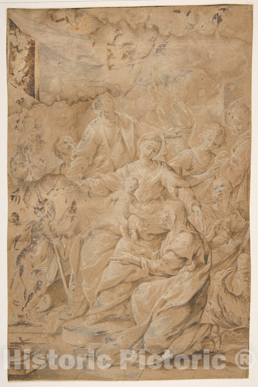 Art Print : Andrea Sacchi - Holy Family : Vintage Wall Art