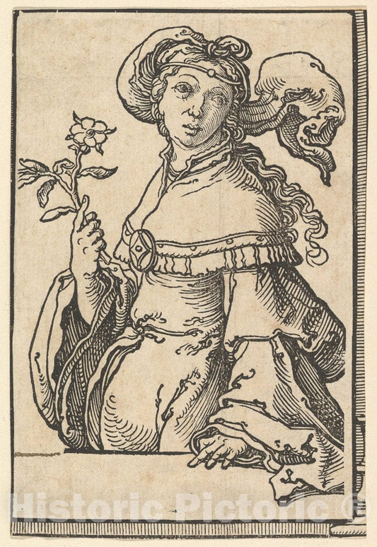 Art Print : Lucas Van Leyden - Erythrean Sibyl, from The Series of Sibyls : Vintage Wall Art