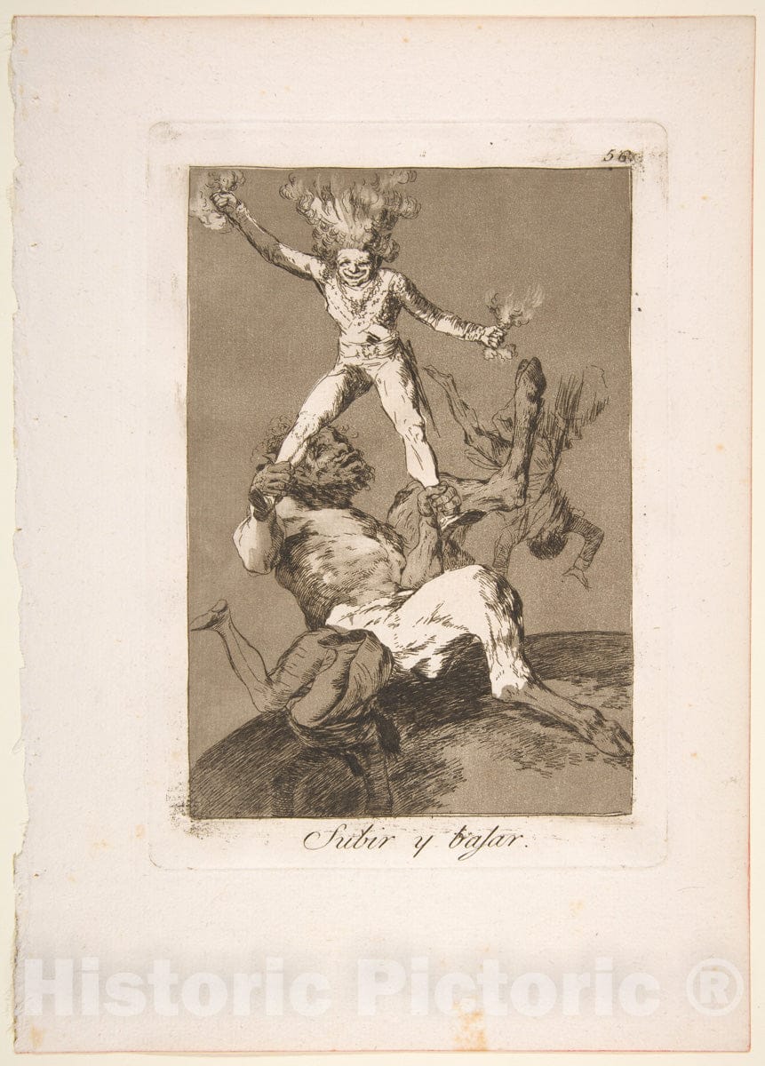 Art Print : Goya - Plate 56 from 'Los Caprichos': to Rise and to Fall (Subir y bajar.) : Vintage Wall Art