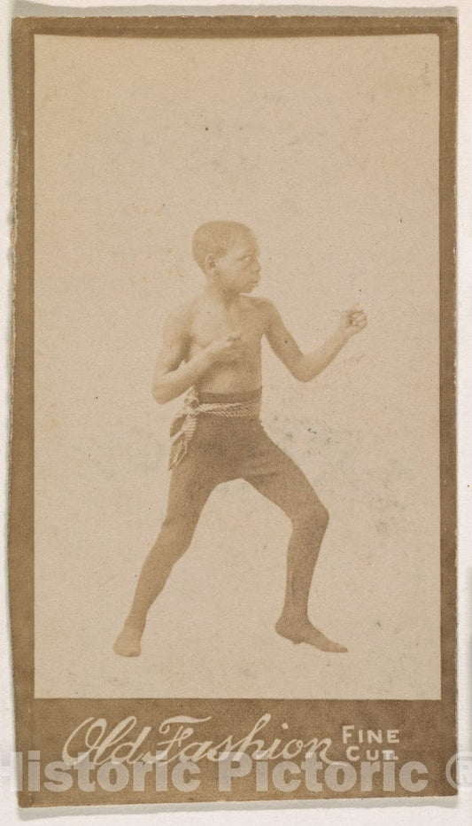 Photo Print : Child Standing in Boxing Stance, from The Negro Subjects Series (N692) Promoting Old Fashion Fine Cut Tobacco : Vintage Wall Art