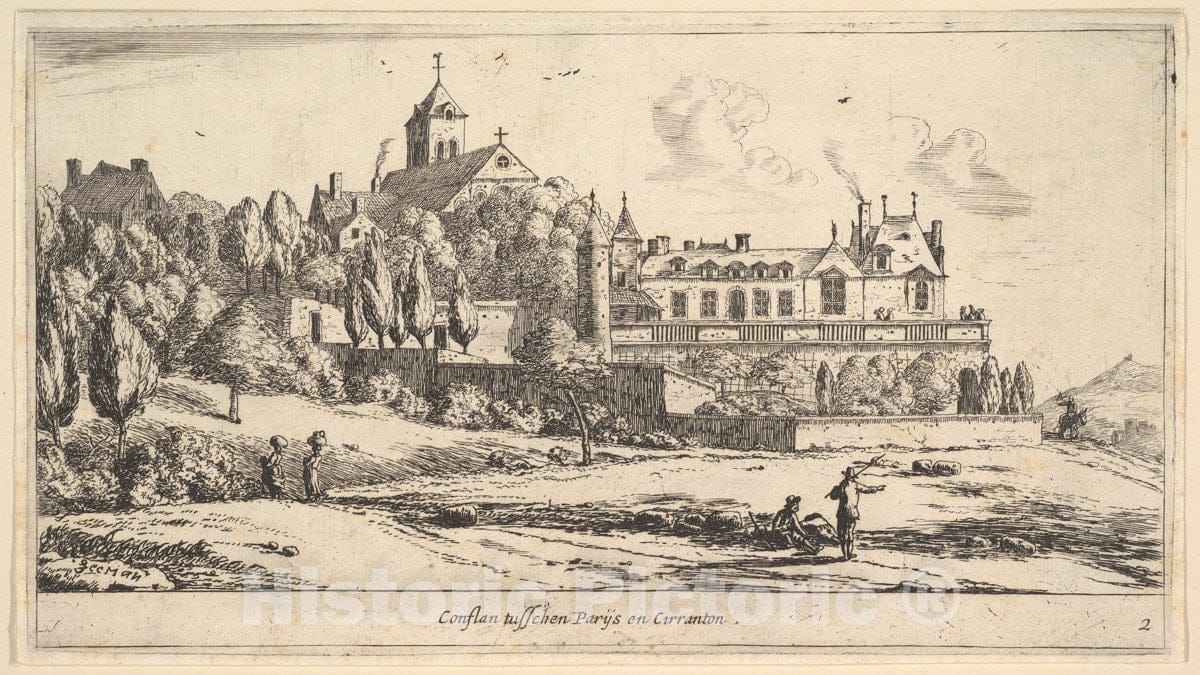 Art Print : Reinier Nooms, Called Zeeman - View of Conflans : Vintage Wall Art