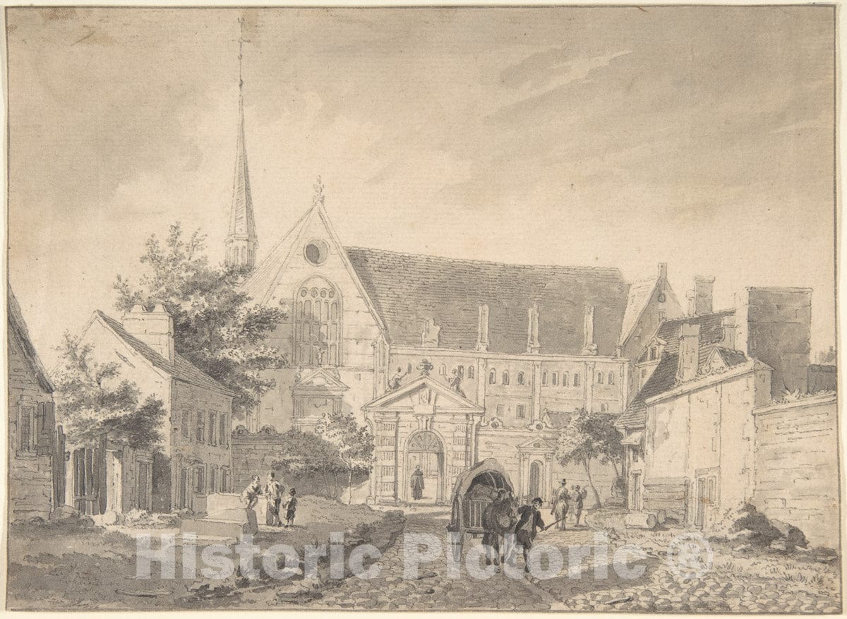 Art Print : Reinier Vinkeles - View of The Church of Passy, Near Paris : Vintage Wall Art