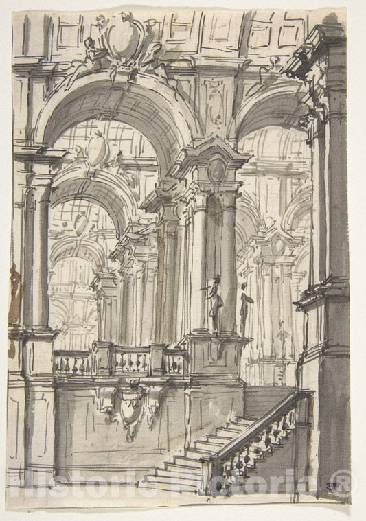Art Print : Design for a Stage Sets - Artist: Giovanni Battista Natali III - Created: 1698–1765 : Vintage Wall Art