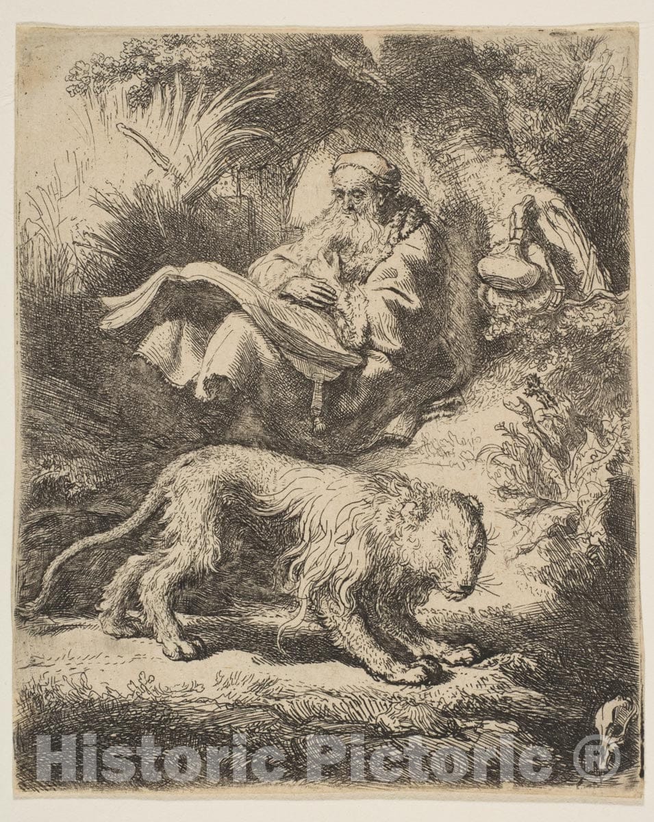 Art Print : Rembrandt (Rembrandt Van Rijn) - St. Jerome Reading : Vintage Wall Art