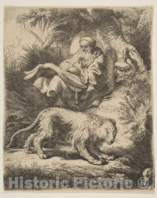 Art Print : Rembrandt (Rembrandt Van Rijn) - St. Jerome Reading : Vintage Wall Art