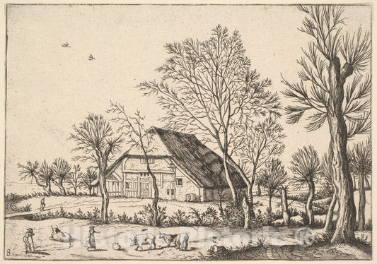 Art Print : Johannes Van Doetecum The Elder - Farm, from The Small Landscapes : Vintage Wall Art