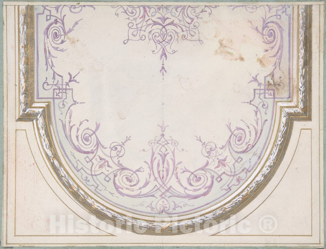 Art Print : Jules-Edmond-Charles Lachaise - Design for Ceiling of The Duchess of Newcastle's Petit Salon, Hôtel Hope 2 : Vintage Wall Art
