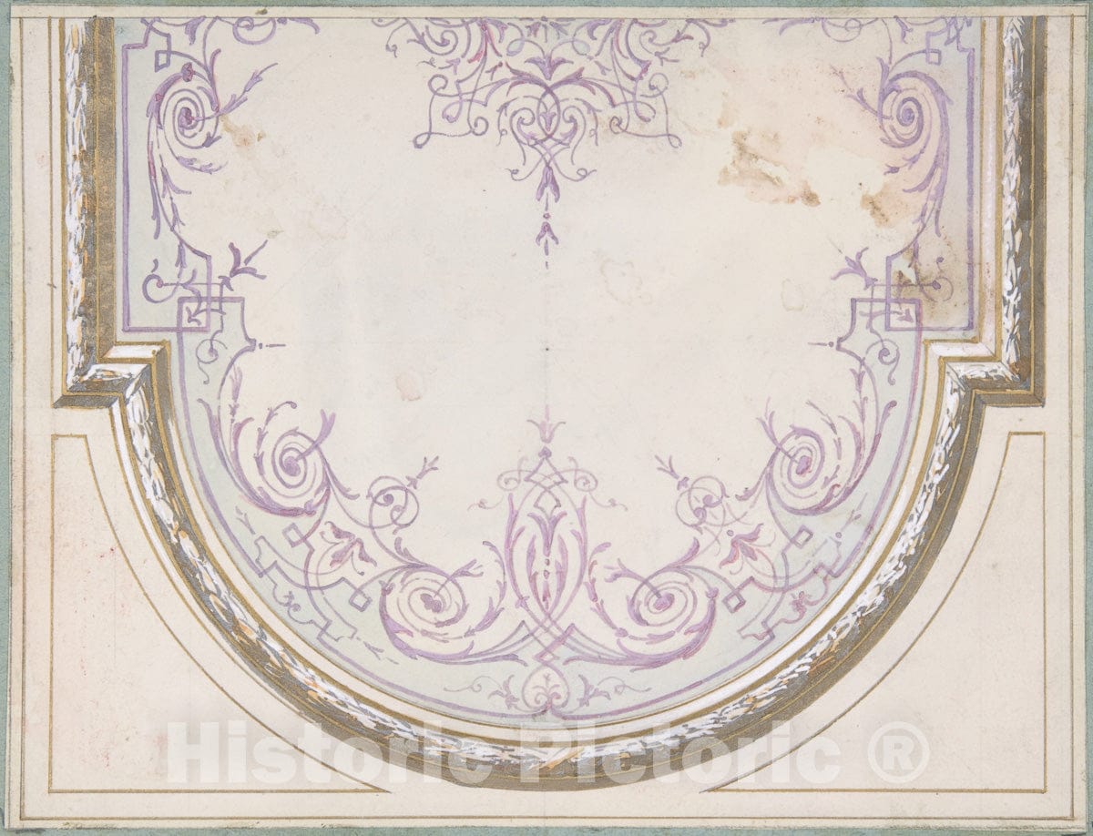 Art Print : Jules-Edmond-Charles Lachaise - Design for Ceiling of The Duchess of Newcastle's Petit Salon, Hôtel Hope 2 : Vintage Wall Art