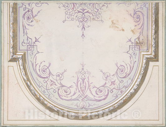Art Print : Jules-Edmond-Charles Lachaise - Design for Ceiling of The Duchess of Newcastle's Petit Salon, Hôtel Hope 2 : Vintage Wall Art