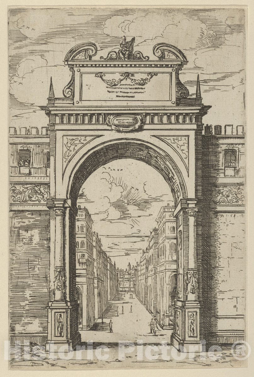 Art Print : Triumphal Arch surmounted by a Statue of Moses - Artist: Guido Reni - Created: 1598 : Vintage Wall Art