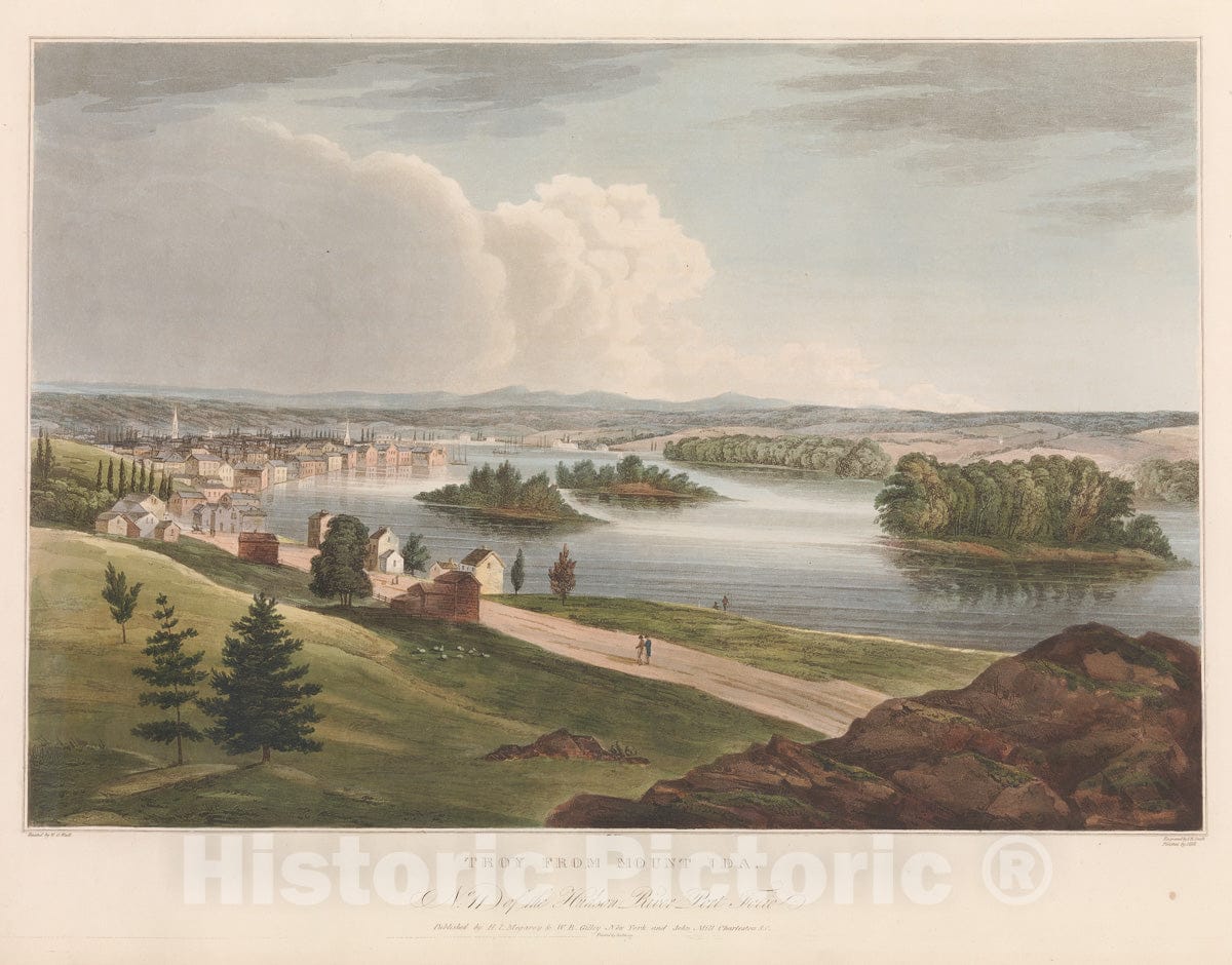 Art Print : Begun by John Rubens Smith - Troy from Mount Ida (No. 11 of The Hudson River Portfolio) : Vintage Wall Art