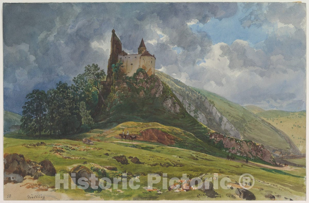 Art Print : Thomas Ender - Ruin of Burg Schachenstein at Thörl in Styria : Vintage Wall Art