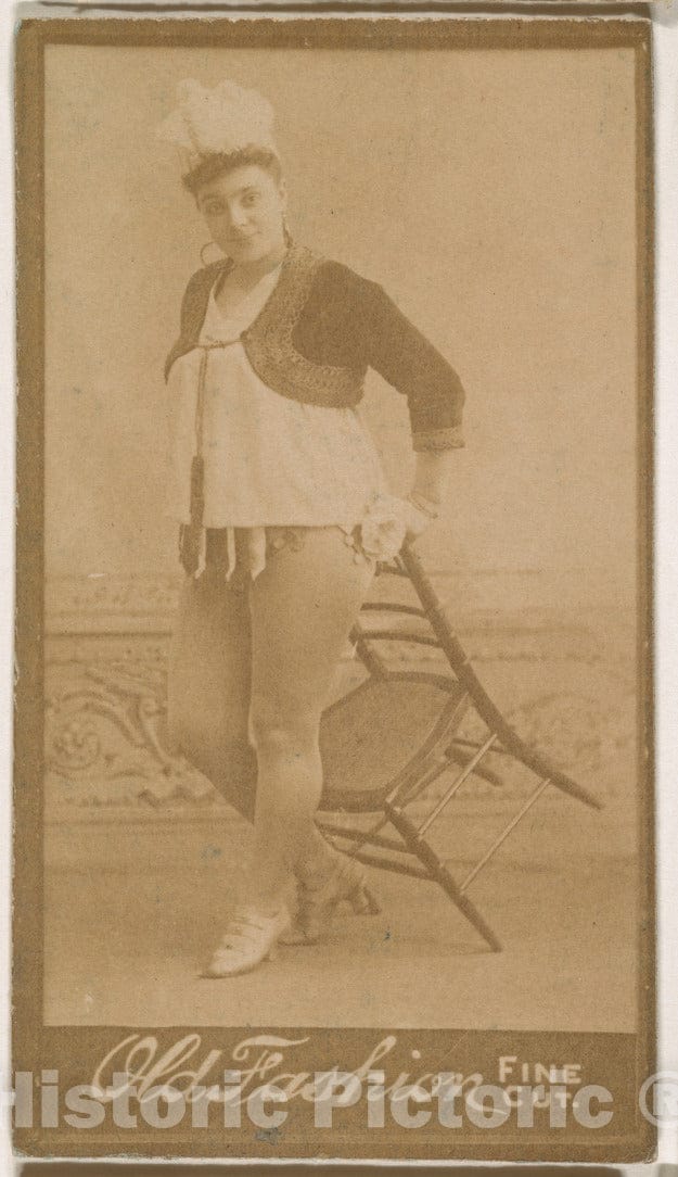 Photo Print : Actress Posing with Tilted Chair, from The Actresses Series (N664) Promoting Old Fashion Fine Cut Tobacco : Vintage Wall Art