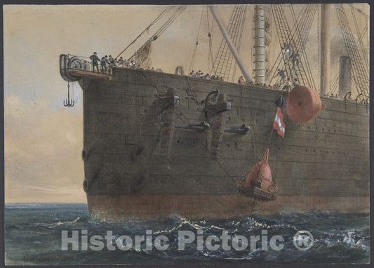 Art Print : Robert Charles Dudley - in The Bows of The Great Eastern: The Cable Broken and Lost, Preparing to Grapple, August 2nd, 1865 : Vintage Wall Art