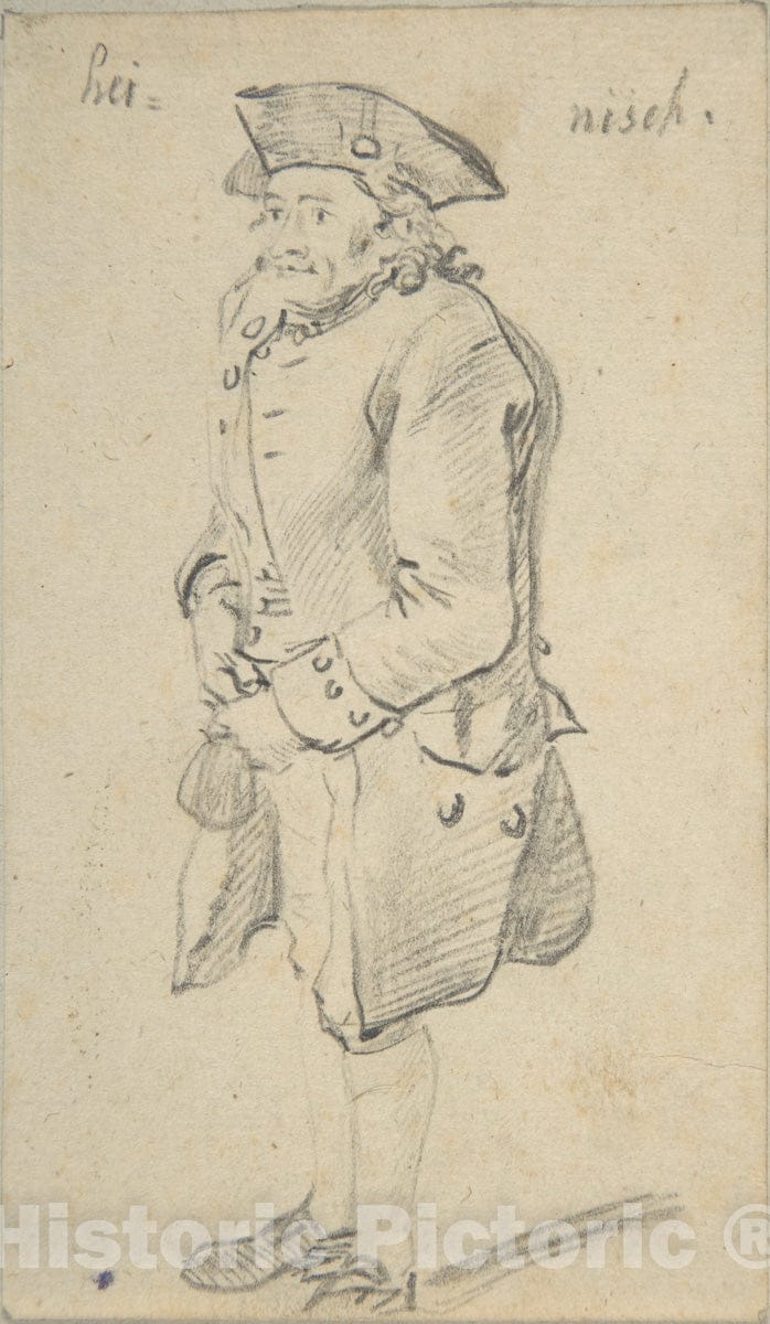 Art Print : Johann Christian Reinhart - Standing Man : Vintage Wall Art