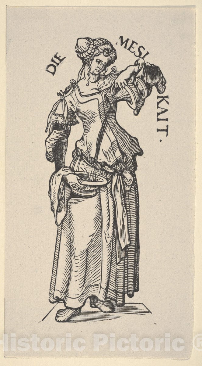 Art Print : Temperance - Artist: Hans Burgkmair - Created: 1922 : Vintage Wall Art