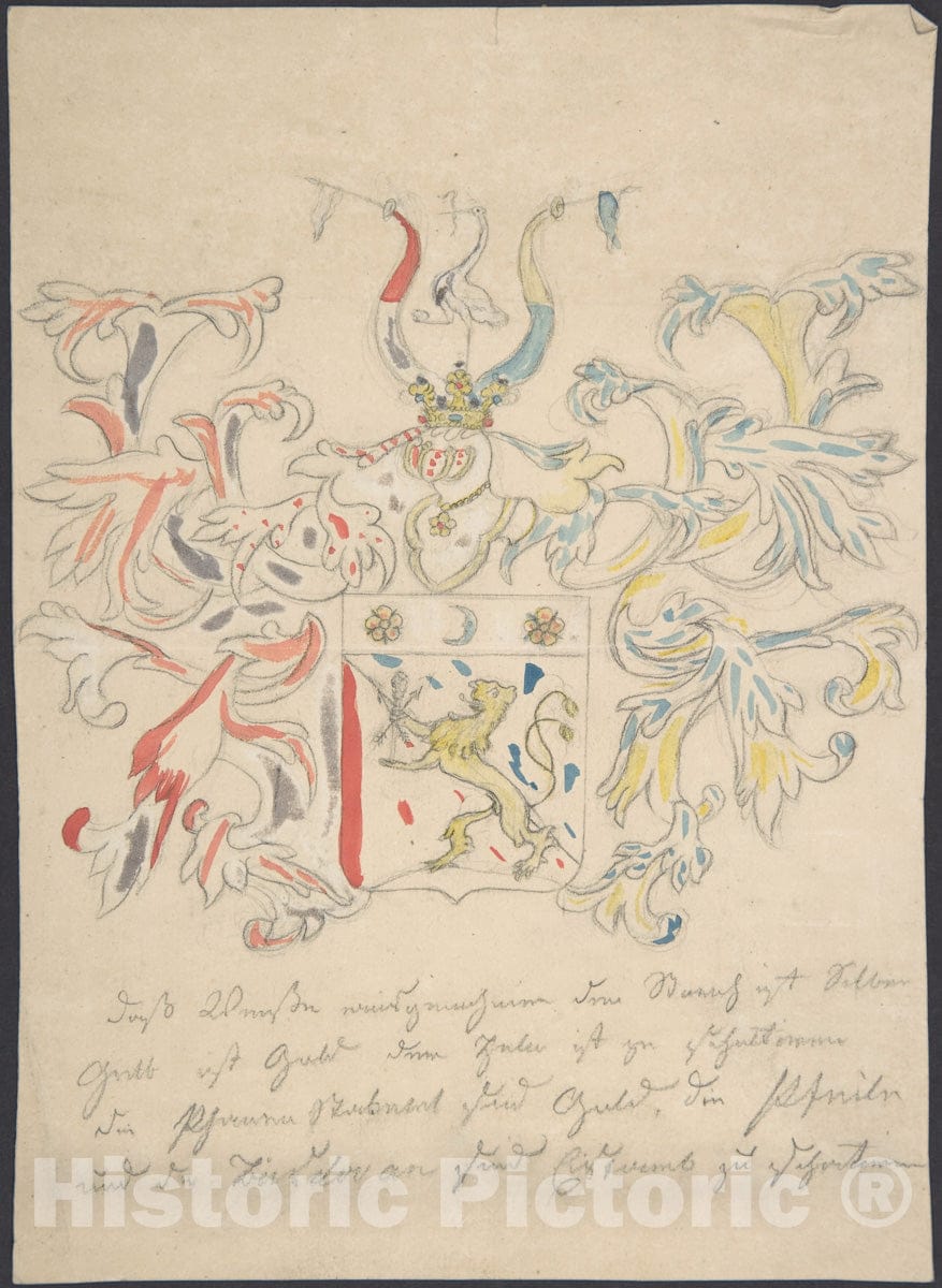 Art Print : 18th Century - Design for Coat of arms 2 : Vintage Wall Art
