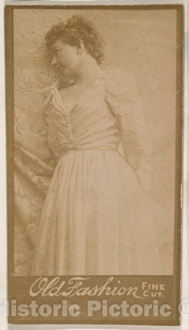 Photo Print : Actress Leaning Against Studio Curtain, from The Actresses Series (N664) Promoting Old Fashion Fine Cut Tobacco : Vintage Wall Art