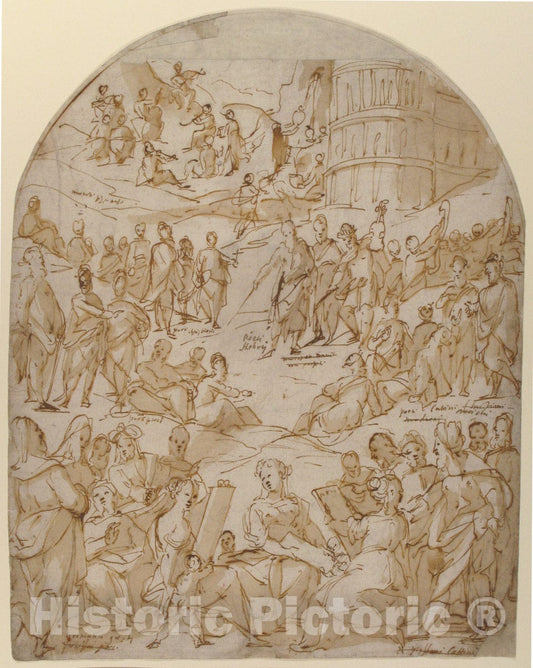 Art Print : Parrasio Micheli - an Allegory of Learning. : Vintage Wall Art