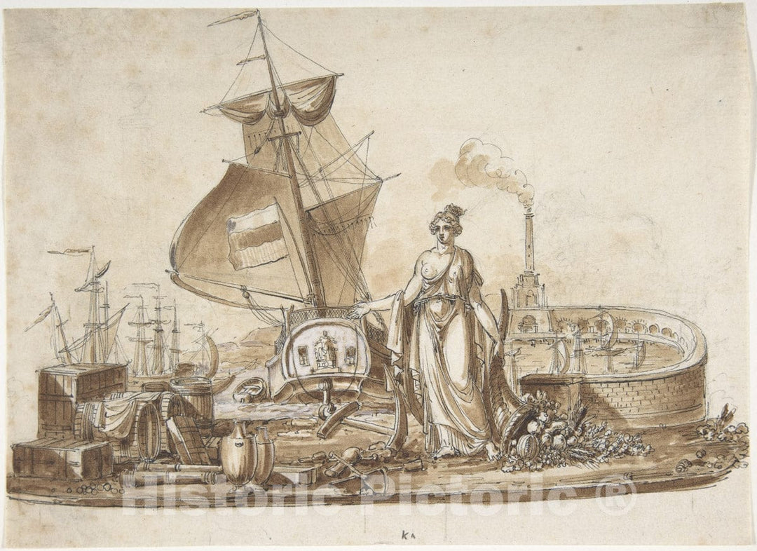 Art Print : Charles Percier - Allegory of Shipping : Vintage Wall Art