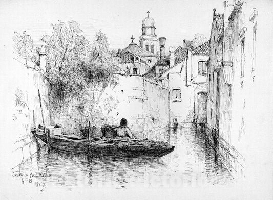 Art Print : Andrew Fisher Bunner - Canale di Ponte Rossa, Venice : Vintage Wall Art