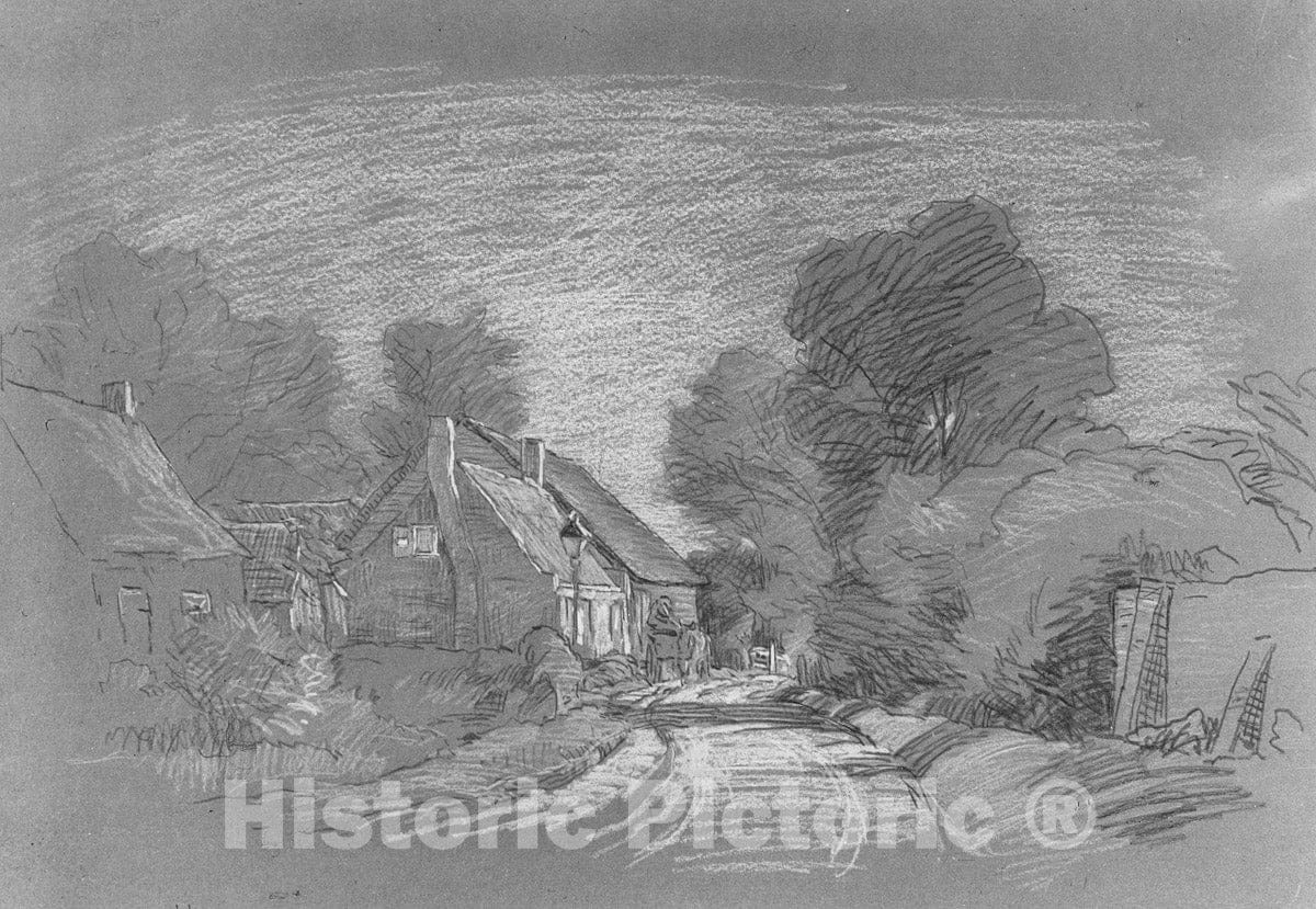Art Print : Alexander Shilling - View of Cottages : Vintage Wall Art